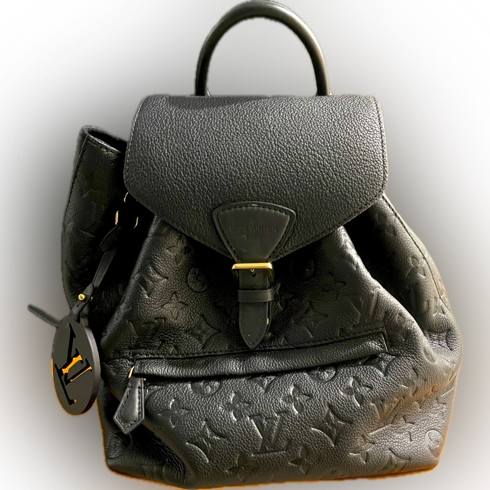 100% Authentic Louis Vuitton Montsouris PM Black Monogram Backback Bag with Box
